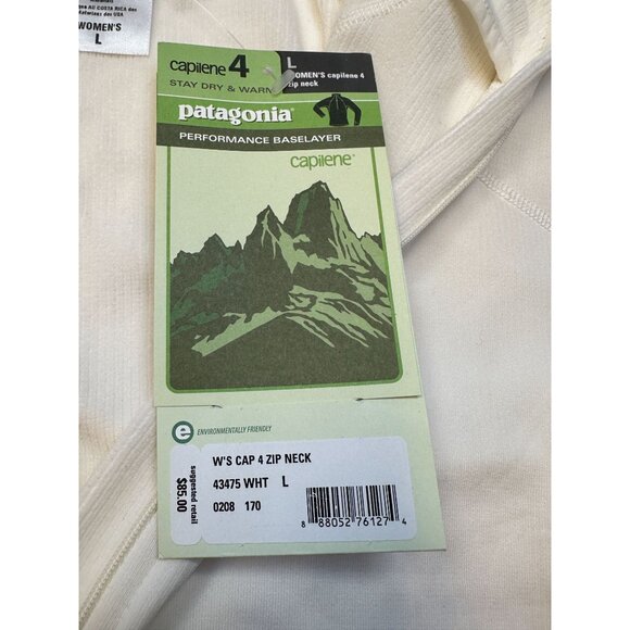 Patagonia Womens Baselayer Ivory Large 1/4 Zip Neck Performance Capilene 4 NEW - Picture 7 of 12